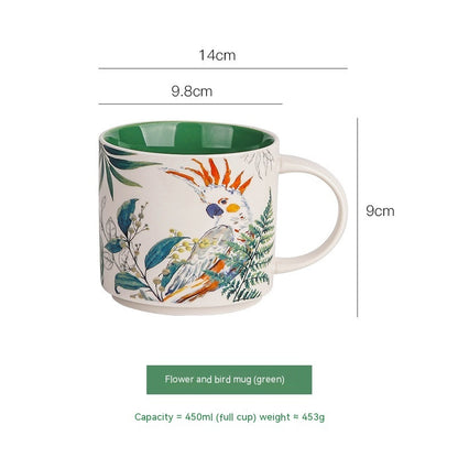 Flower Glaze Ceramic Cup Mug Household Large Capacity Breakfast Cup