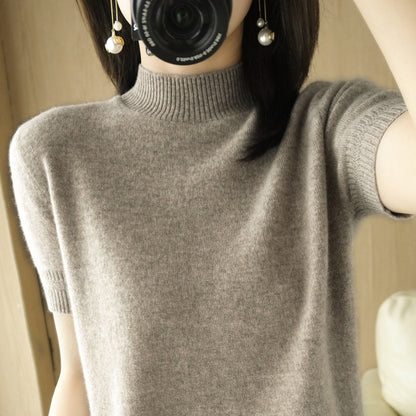 Mock-neck Mid-length Sleeve Lightweight Sweater Women