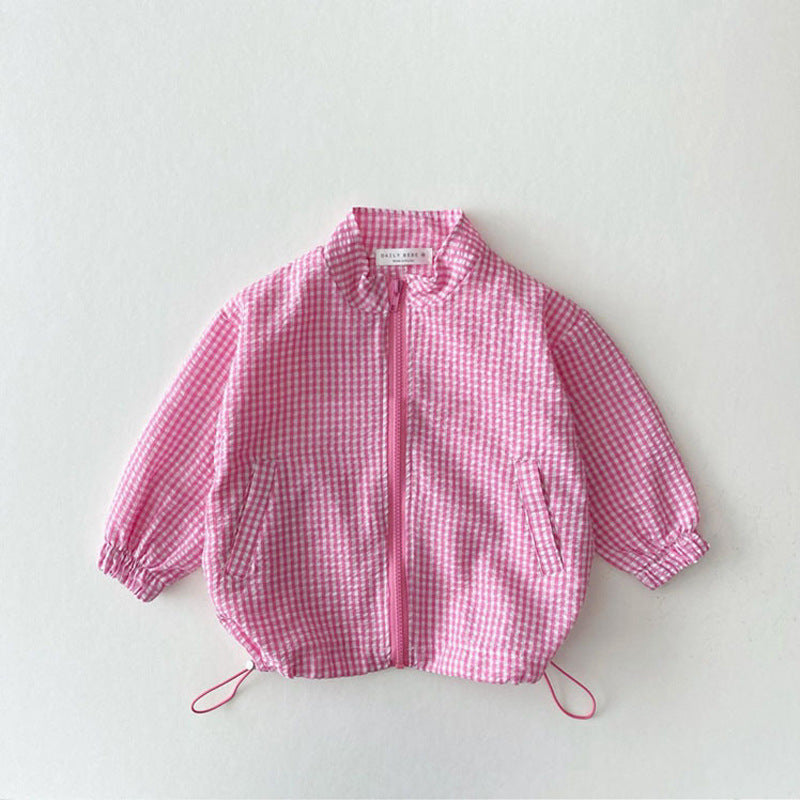 Children's Thin Plaid Sun Protection Coat