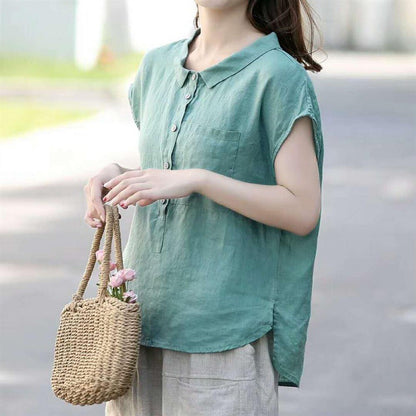 Summer New Short Sleeve Doll Collar Fashion Tops