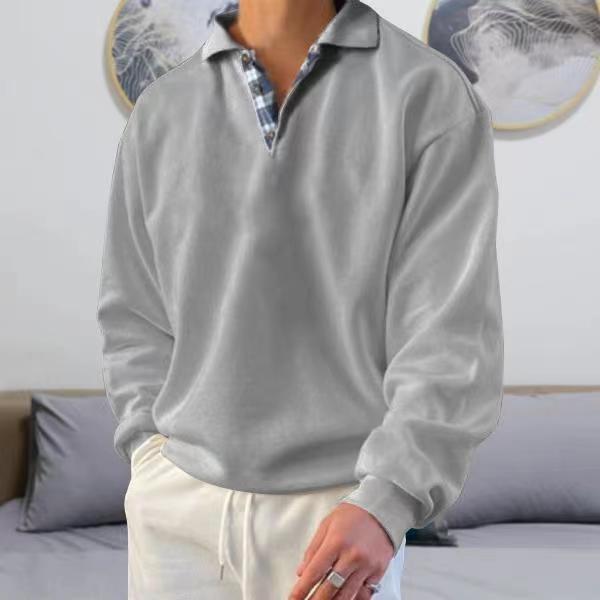 Long Sleeve V-neck Lapel Loose Hoodie Men's Wear