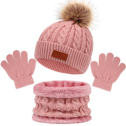 Children's Hat Scarf Gloves Three-piece set