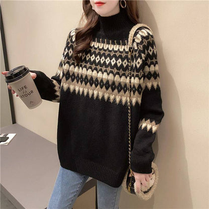 Korean Style Half Turtleneck Fashion Loose Outer Wear Bottoming Sweater Sweaters Women's Clothing