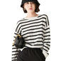 Womens Long Sleeved T Shirt Striped Sweater