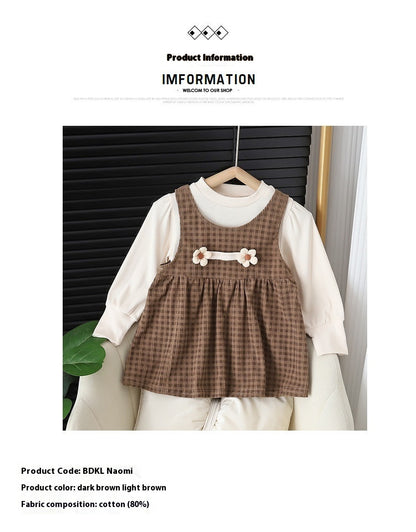 Baby Girl Round-neck Long-sleeved Dress Suit