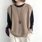 Knitted Vest Women's Vest Solid Color Loose Round Neck Irregular Pullover Short Crop-top Outerwear