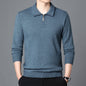 Men's Lapel Pullover Long Sleeve Knitted Sweater-100% Wool