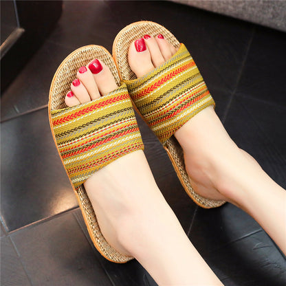 Linen Slippers Printed Cute