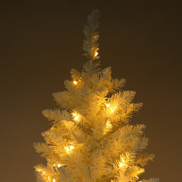 White 6.5ft, 250 Lights, Warm Color 8 Mode, 719 Branches, Pointed Pencil Shape, PVC Material Christmas Tree