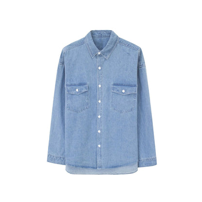 Minority Simple Long Sleeve Denim Shirt Men's Loose