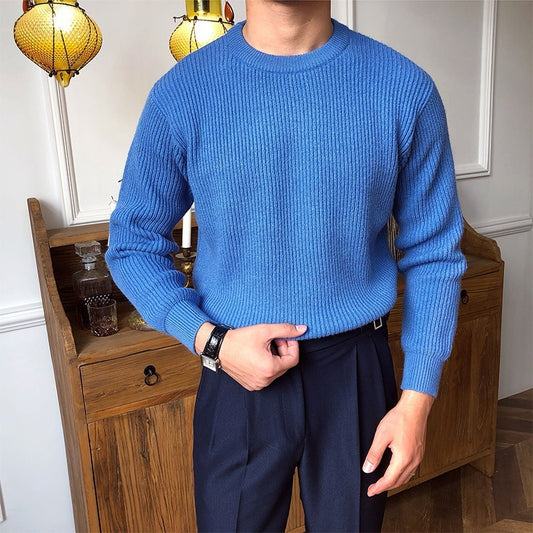 Mens Long Sleeve Casual Round Neck Sweater