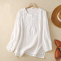 Embroidered Loose Artistic Vintage Women's Cotton Linen Shirt