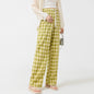 Retro Plaid Narrow Wide-leg Pants Slim Loose Casual