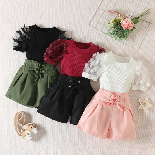 Short Sleeve Shorts For Girls Suit