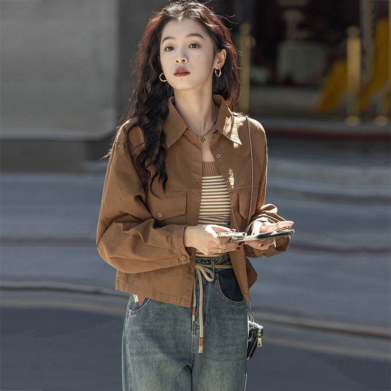 Coat Design Sense Hong Kong Style Top Vintage Long Sleeve Shirt