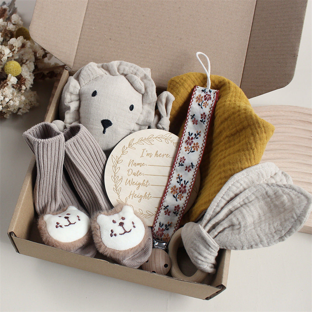 Gift Box Newborn Bite Ring Hair Band Set