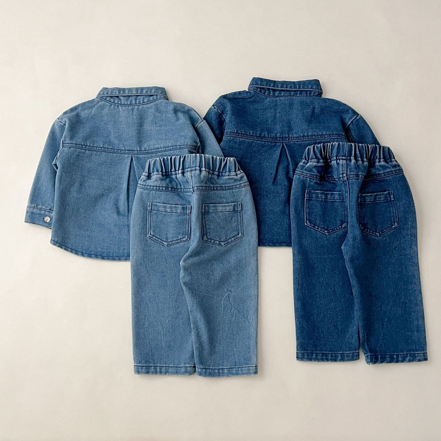 Retro Long-sleeved Shirt Denim Pants Two-piece Set