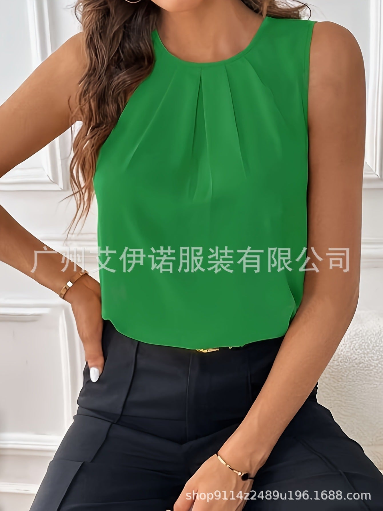 Sleeveless Button Versatile Simple Elegant Shirt Top