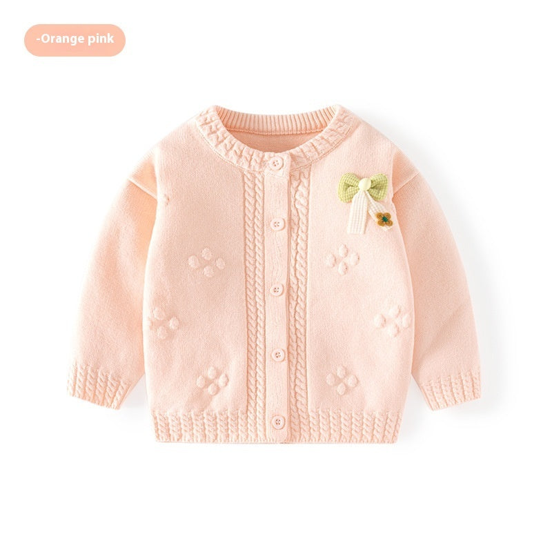 Girls Pure Cotton Knitted Cardigan Sweater