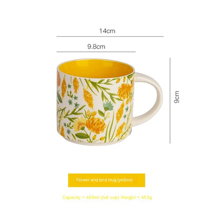 Flower Glaze Ceramic Cup Mug Household Large Capacity Breakfast Cup