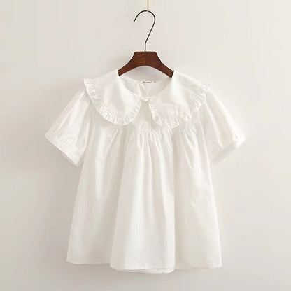 Sweet Cute Princess Style Doll Collar Ruffled Long Sleeve Shirt