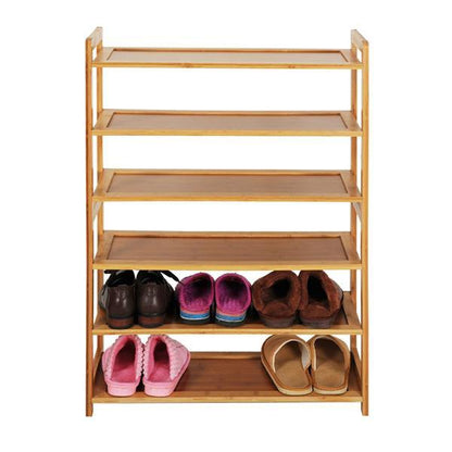 6-story Flat Shoe Rack In Natural Wood Color