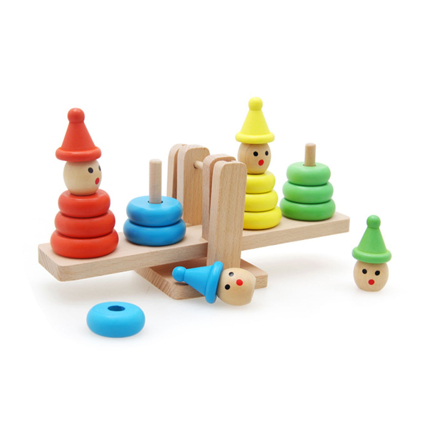 Wooden Clown Balance Beam Safe Educational Multifunctional Stacking