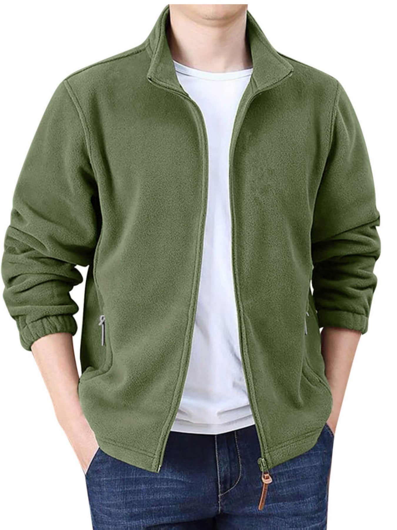 Fleece full zip round Neck Long Sleeve