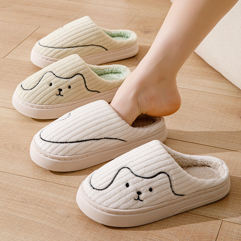 Striped Cat Slippers Indoor Winter Warm Plush House Shoes