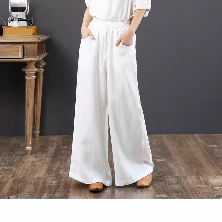 Linen Fabric Women's Wide-leg Pants Casual Yoga