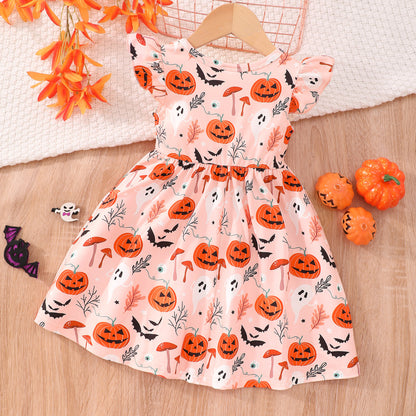 Girls' Dress Holiday Printing Dress