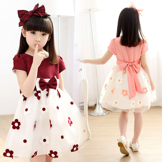 Girl Sun Flower Net Gauze Dress