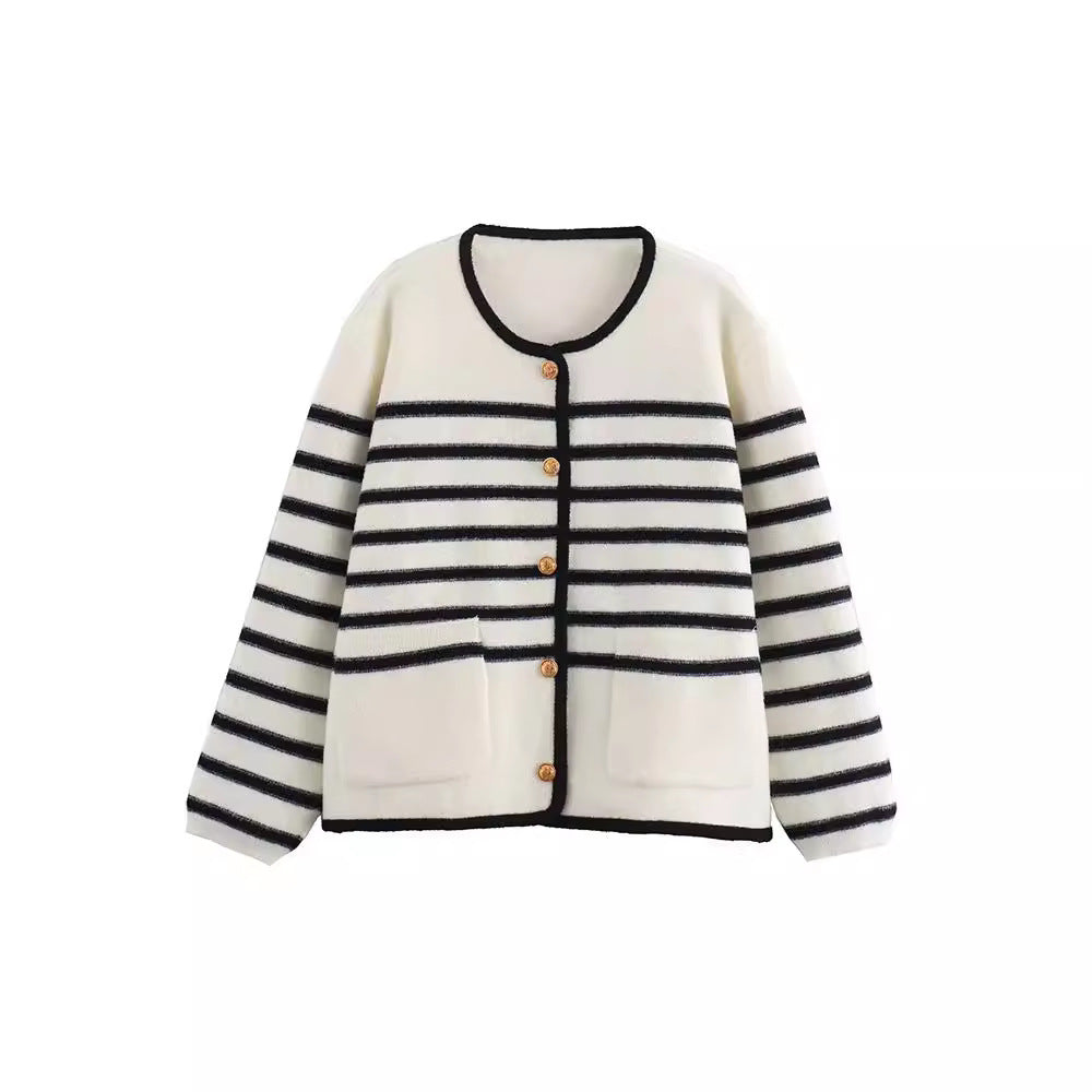 Women's Stripes Knitted Cardigan Jacket