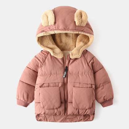 Children's Cotton Wear Thickened Coat Fleece-lined Zip-up Shirt