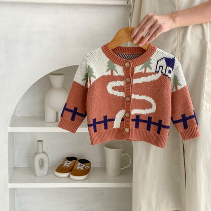 Kids Jacquard Knitted Coat