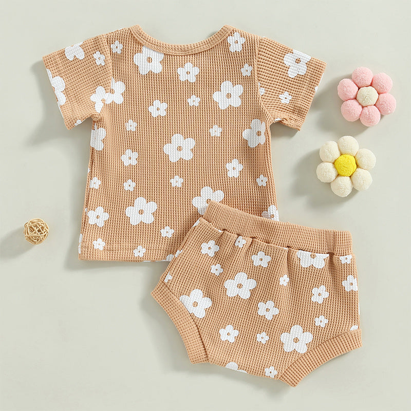 Children's Waffle Printed Two-piece Suit