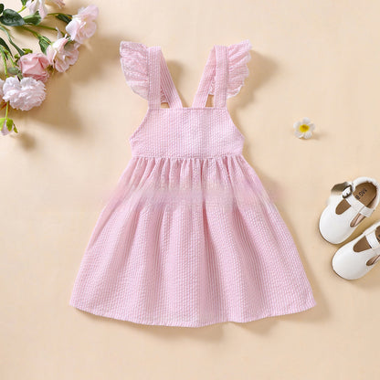 Sleeveless Puffy Spring And Summer Baby Girl Ruffled Dress