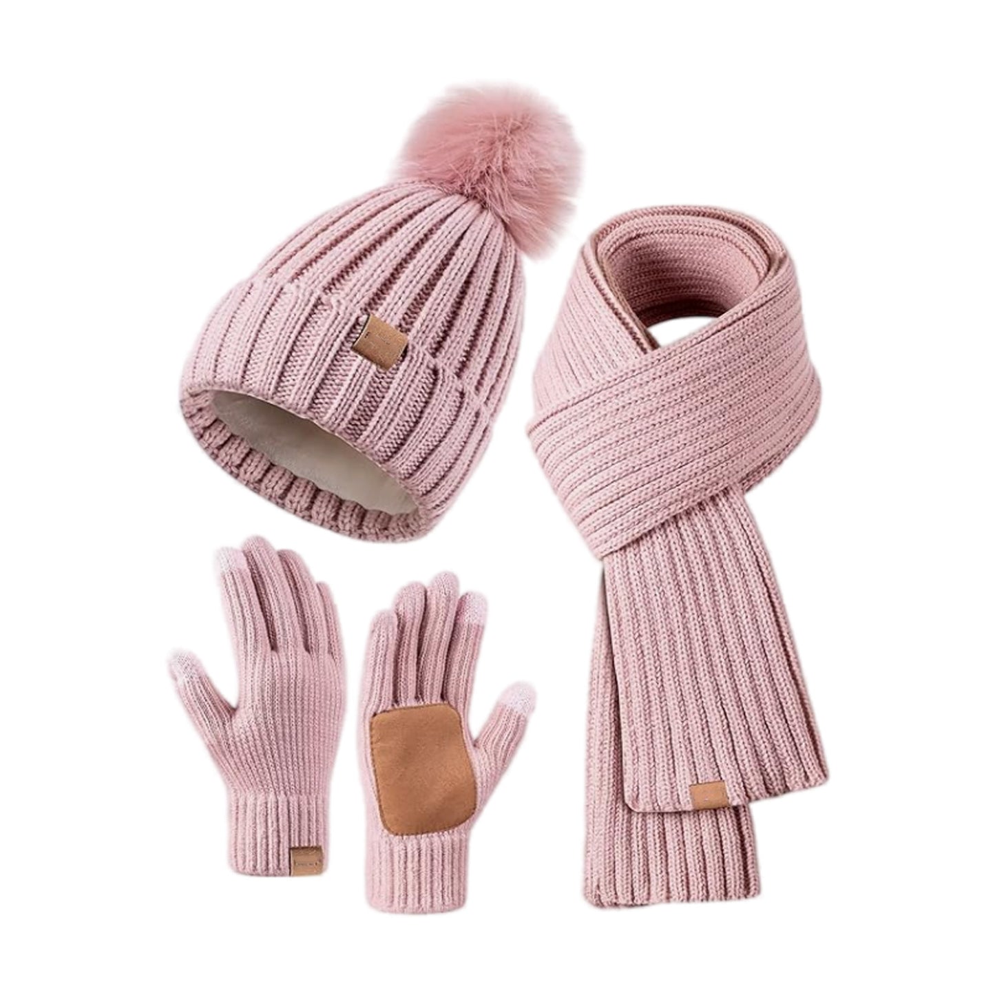 Knitted Hat Scarf Touch Screen Gloves