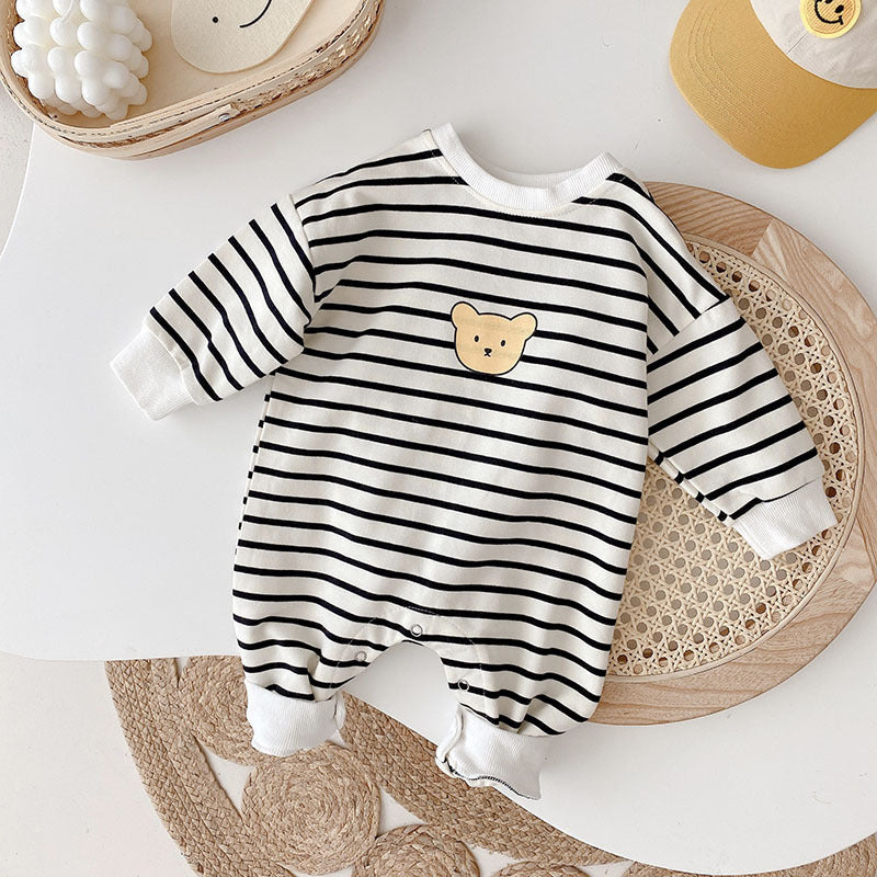 Baby Bodysuit Long Sleeve Striped Print Romper