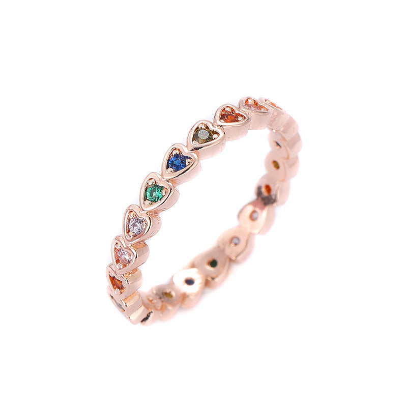 Fashion Copper Inlaid Zircon Love Ring