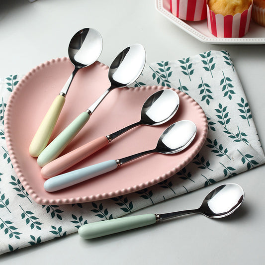 Candy Colored Ceramic Stainless Steel Spoon