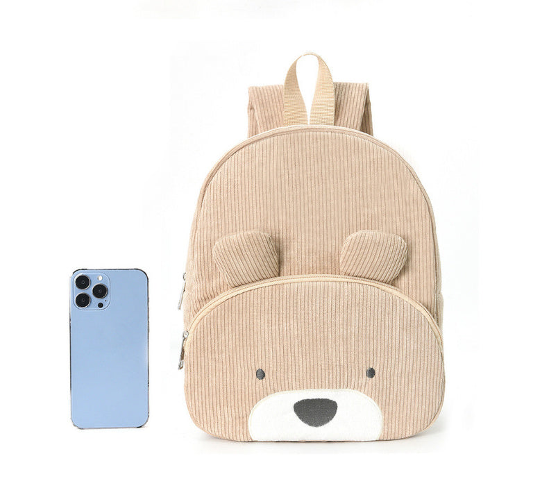 Corduroy Bear Embroidered Backpack