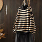 Striped Contrast Color Mock Neck Sweater