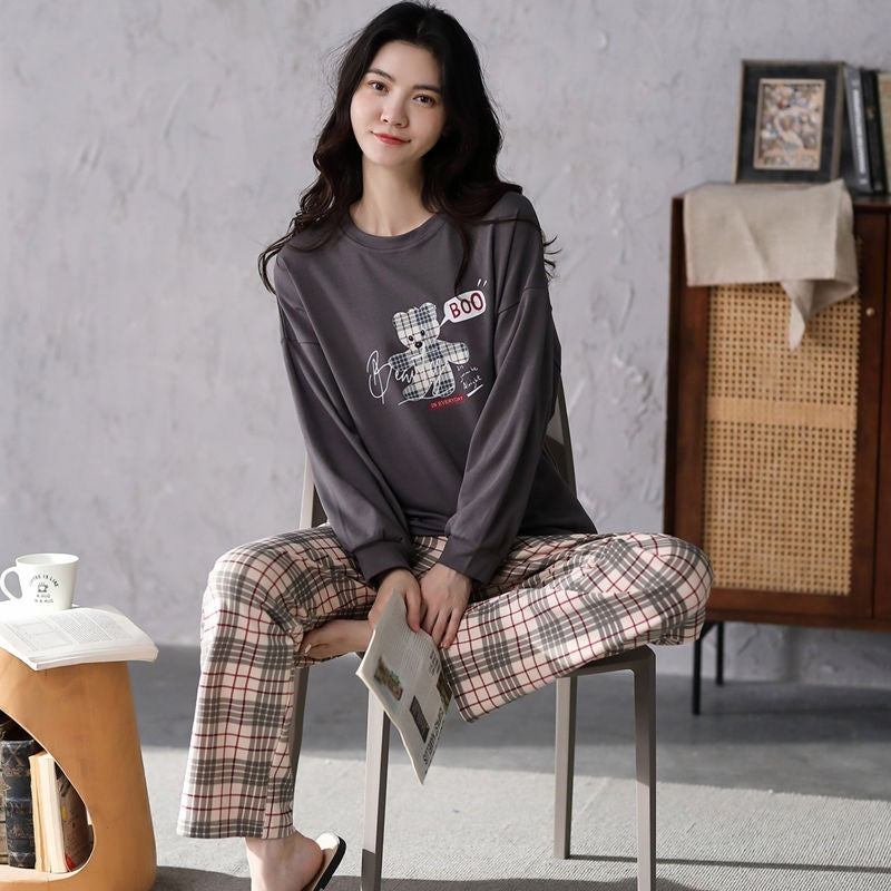 Womens Pajamas Set Cartoon Print Lounge Sets