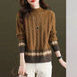 Women's Sweater Autumn And Winter New Half Turtleneck Twist Color Matching Shirt