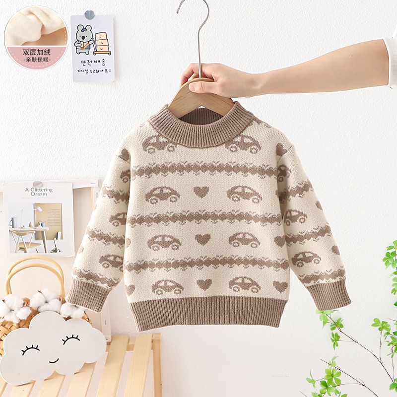 Children's Extra Thick Round-neck With Fleece Lining Sweater