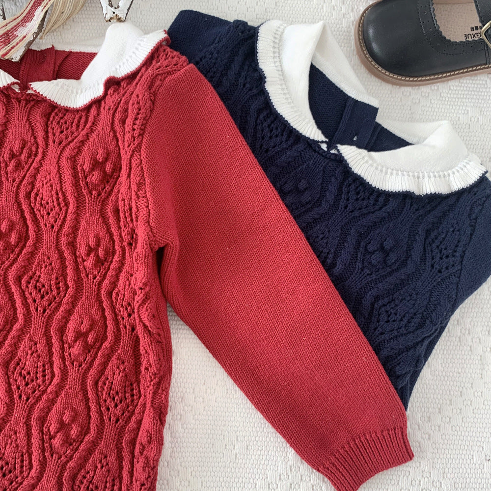 Christmas Sweater Cotton Yarn Hollow Out Sweater Girl