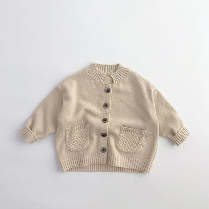 Children's Knitted Stand-up Collar Cardigan Top