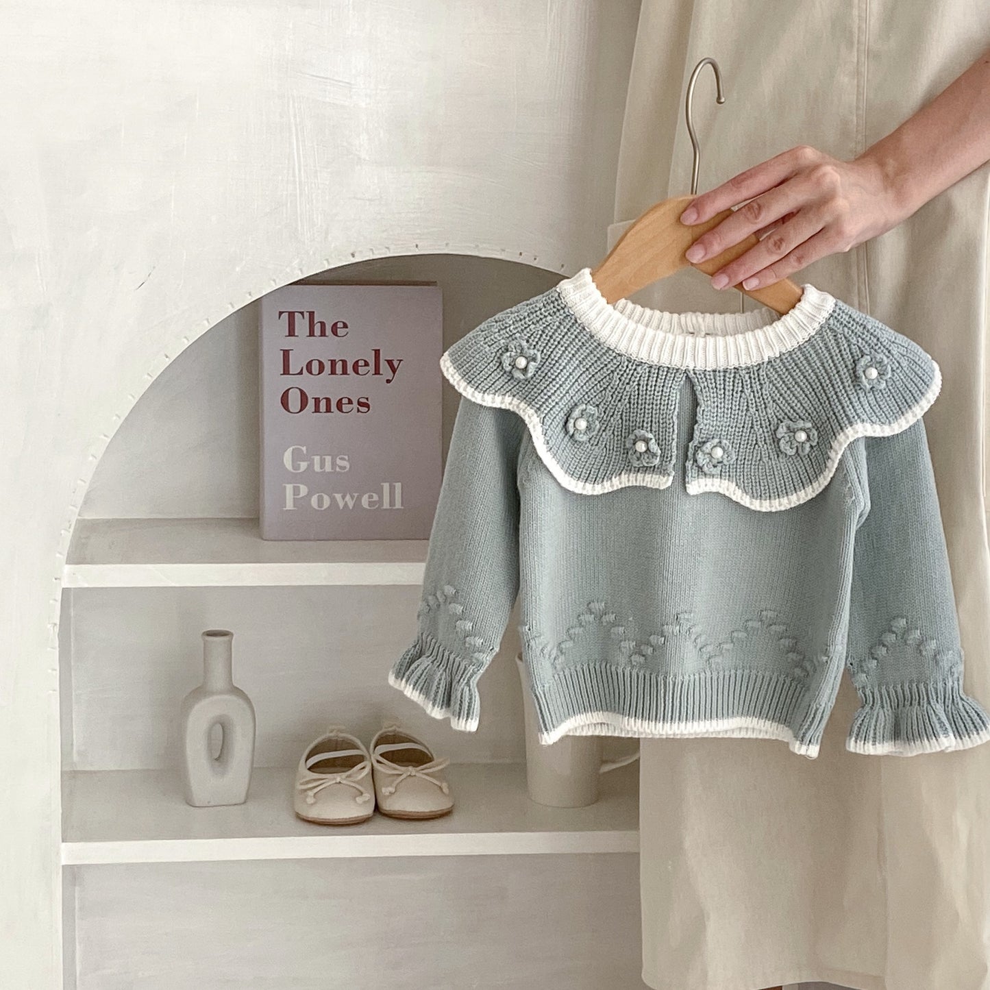 Baby Girl Toddler Handmade Ruffle Collar Pullover Sweater