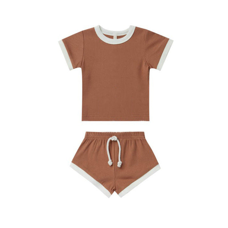 Children's Shorts Sunken Stripe Two-piece Set